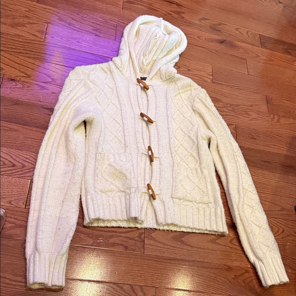 Equipe Cream Hooded Cardigan with Toggle Closures
